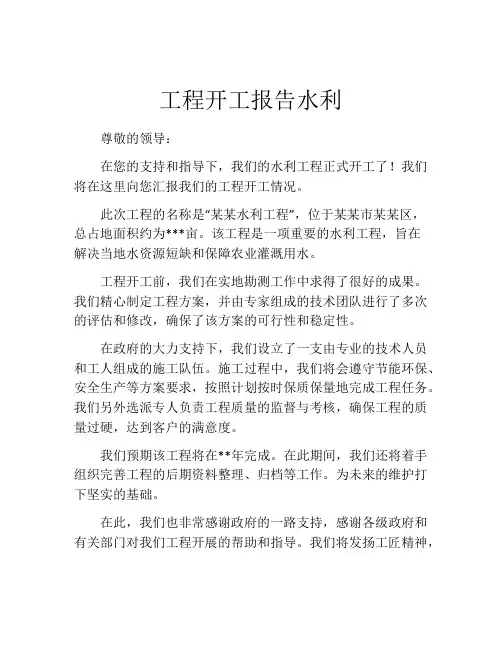 工程开工报告水利
