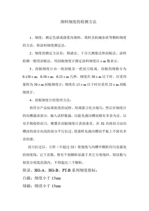 颜料细度的检测方法