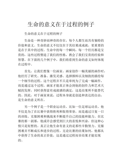 生命的意义在于过程的例子