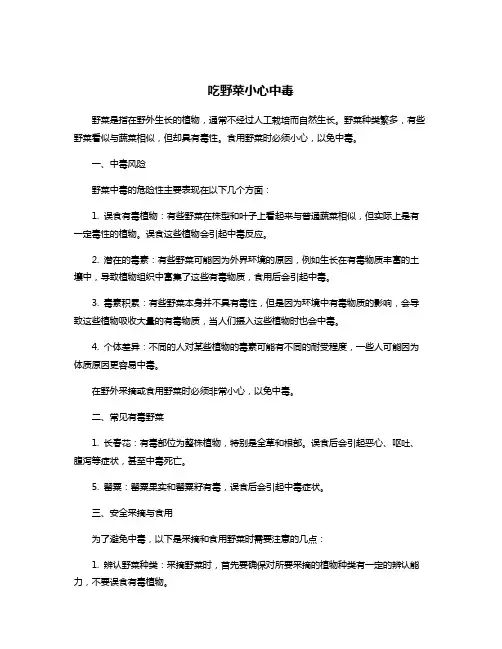 吃野菜小心中毒