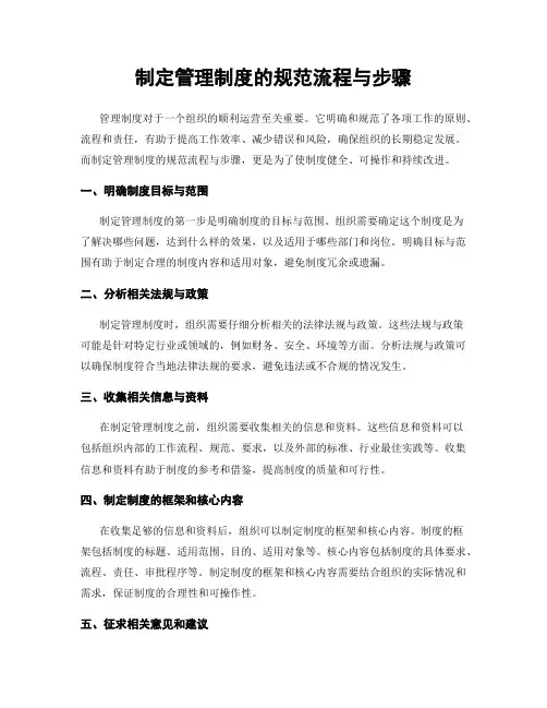 制定管理制度的规范流程与步骤