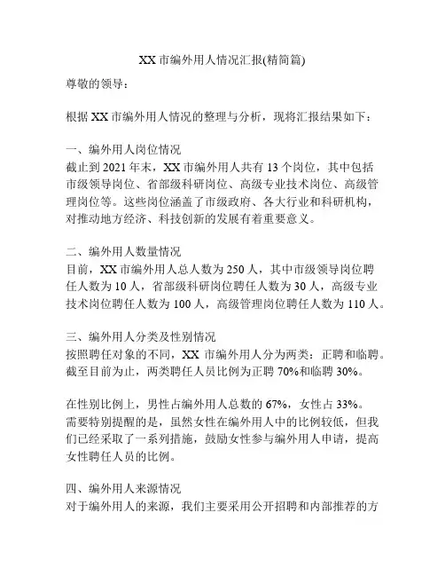 XX市编外用人情况汇报(精简篇)