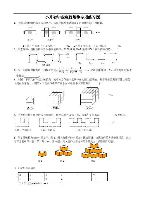 小升初毕业班找规律专项练习题