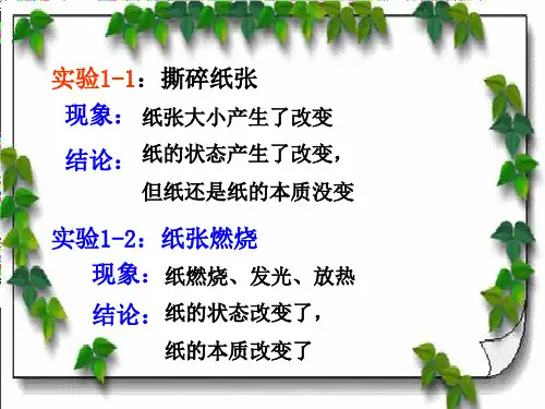 人教版(五四制)八年级全一册化学 第一单元 课题1 物质的变化第一课时课件