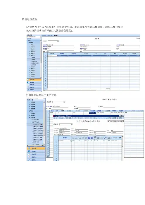 U8销售退货流程