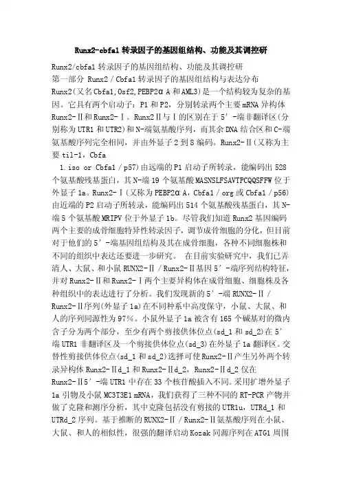 Runx2-cbfa1转录因子的基因组结构、功能及其调控研