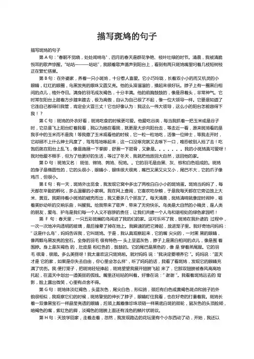描写斑鸠的句子