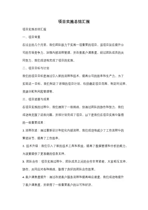 项目实施总结汇报