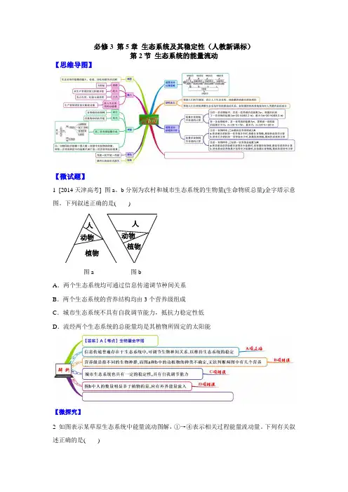 图解教材·人教版高中生物必修3(思维导图+微试题)5.2生态系统的能量流动