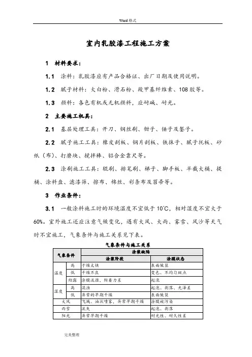 室内涂料工程施工组织设计方案
