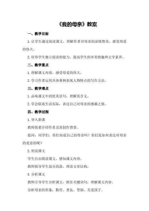 《我的母亲》教案