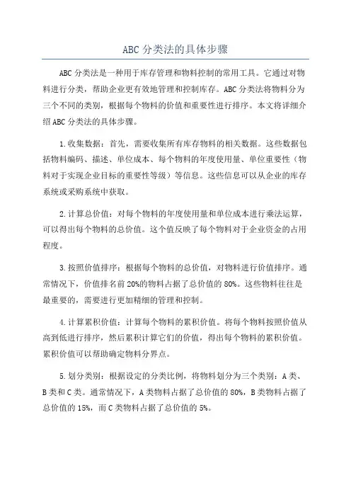 ABC分类法的具体步骤