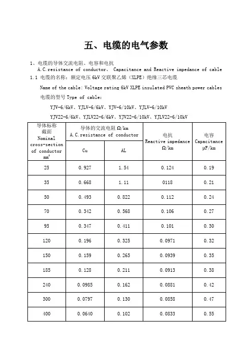 电缆的电气参数