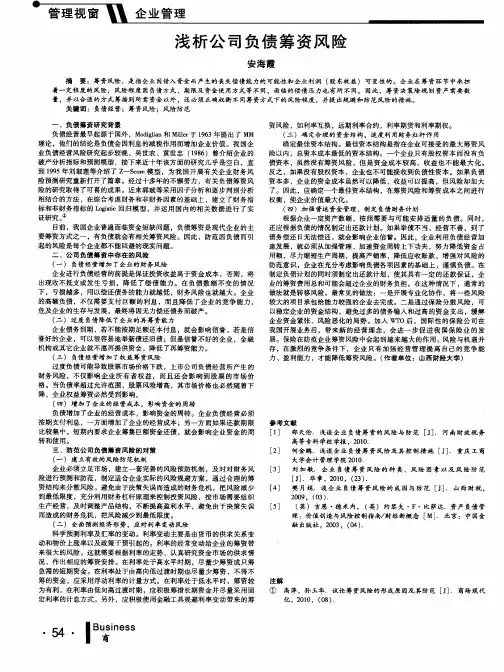 浅析公司负债筹资风险