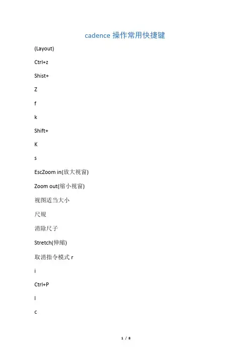 cadence操作常用快捷键