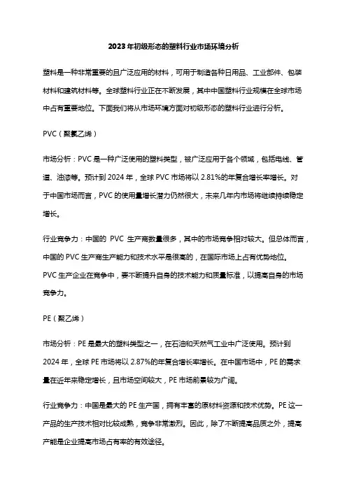 2023年初级形态的塑料行业市场环境分析