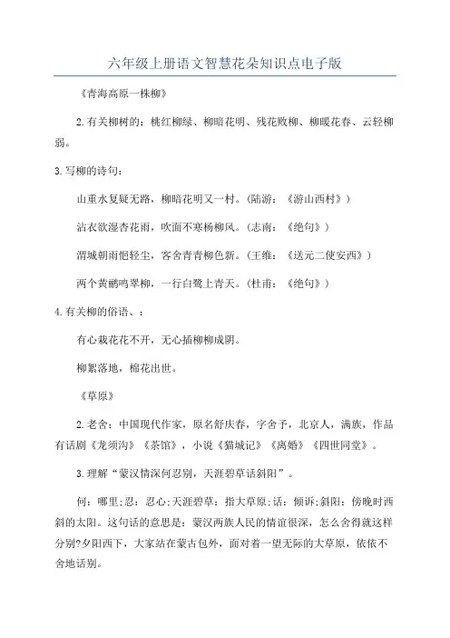 六年级上册语文智慧花朵知识点电子版