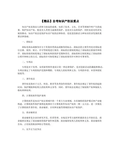 【精品】自考知识产权法重点