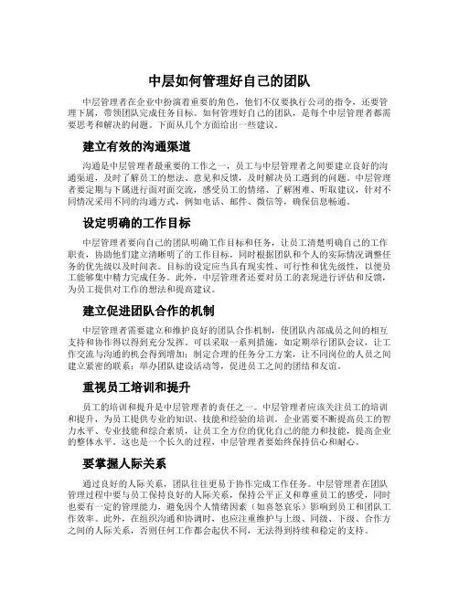 中层如何管理好自己的团队