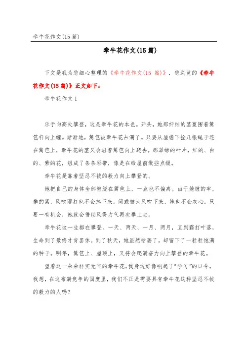 牵牛花作文(15篇)