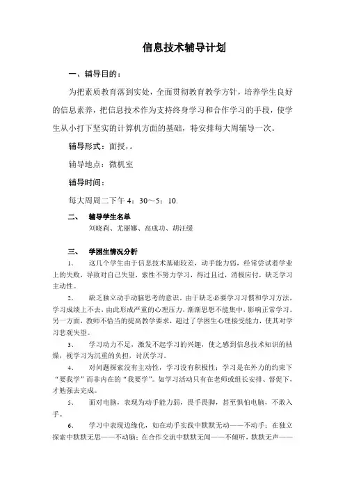 信息技术辅导计划