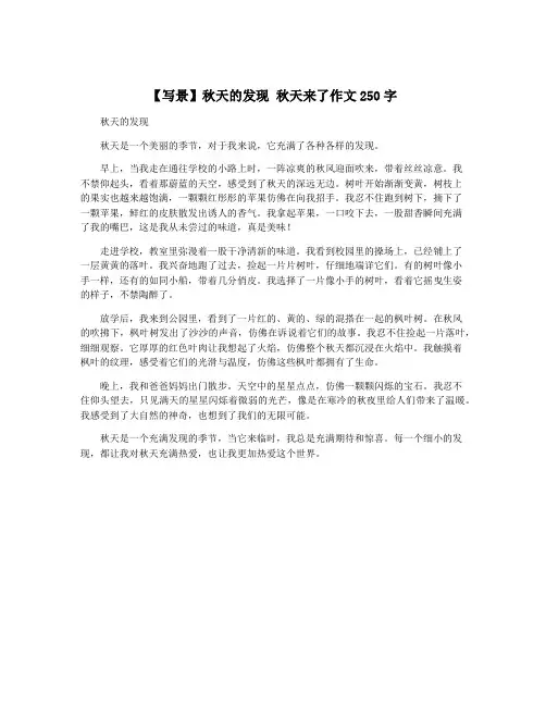 【写景】秋天的发现 秋天来了作文250字