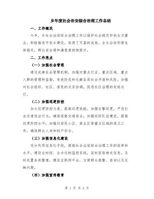乡年度社会治安综合治理工作总结