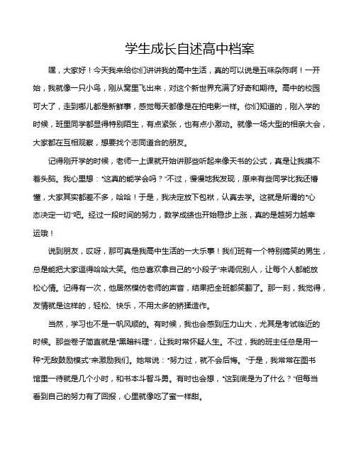 学生成长自述高中档案