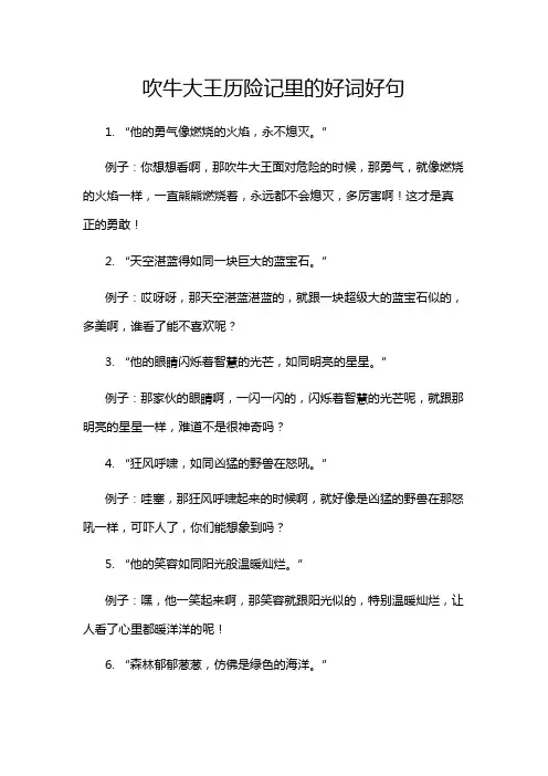 吹牛大王历险记里的好词好句