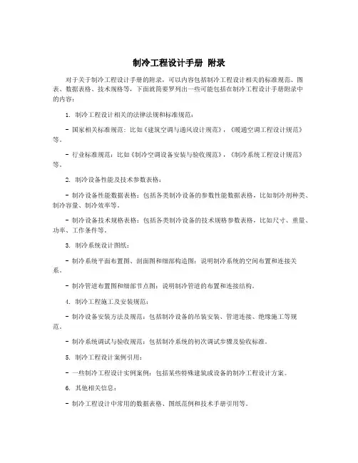 制冷工程设计手册 附录