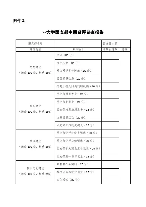 北京交通大学团支部中期自评自查报告【模板】
