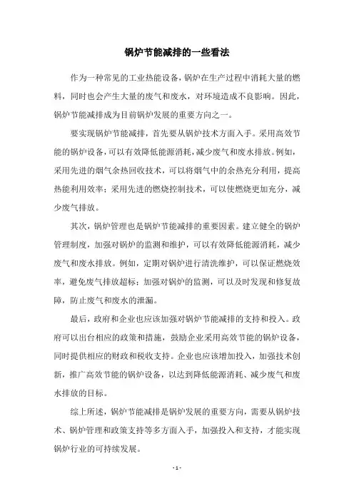 锅炉节能减排的一些看法