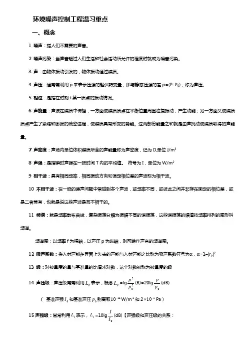 环境噪声控制工程温习重点