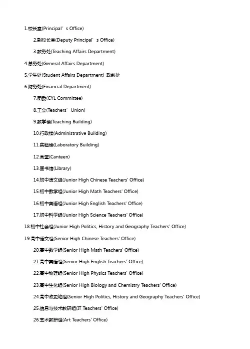 学校办公室门牌英语翻译