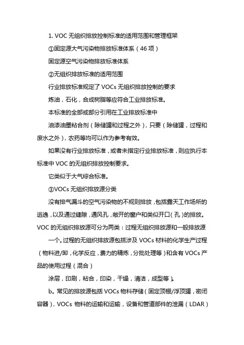 挥发性有机物无组织排放控制标准