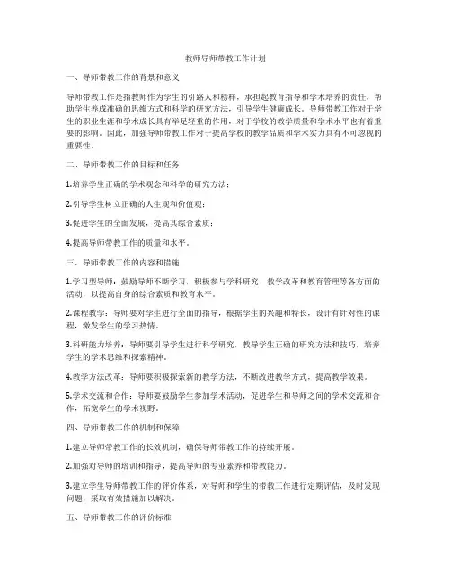 教师导师带教工作计划