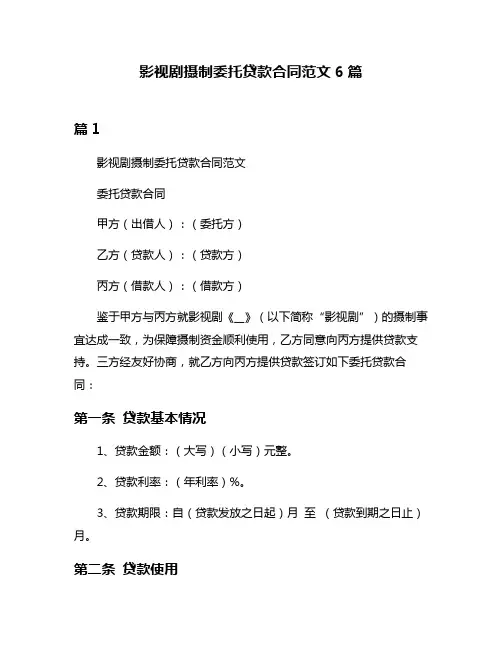 影视剧摄制委托贷款合同范文6篇
