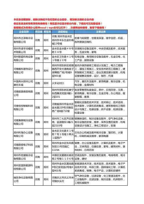 新版河南省郑州制冷设备及配件工商企业公司商家名录名单联系方式大全89家