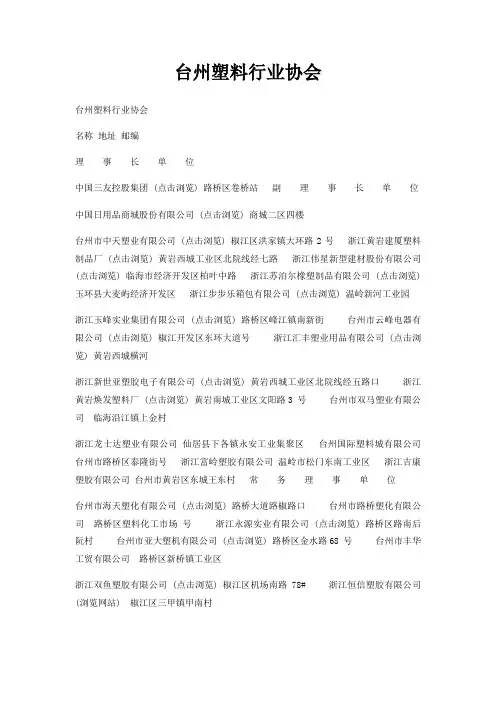 台州塑料行业协会
