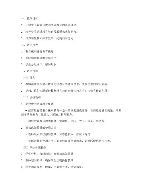 关于蒙台梭利课程的教案大学