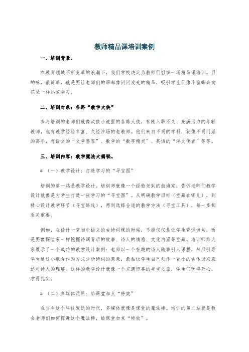 教师精品课培训案例