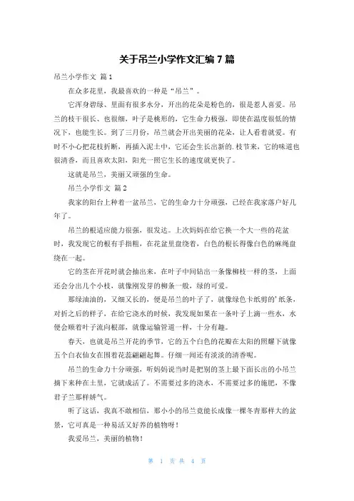 关于吊兰小学作文汇编7篇
