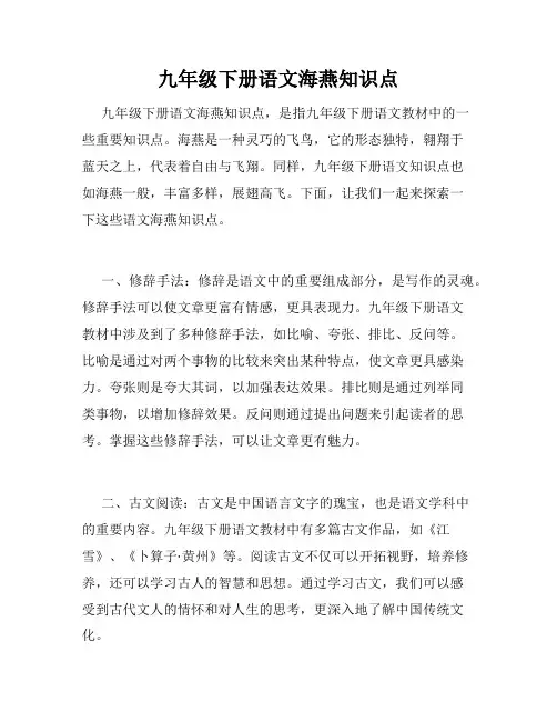 九年级下册语文海燕知识点