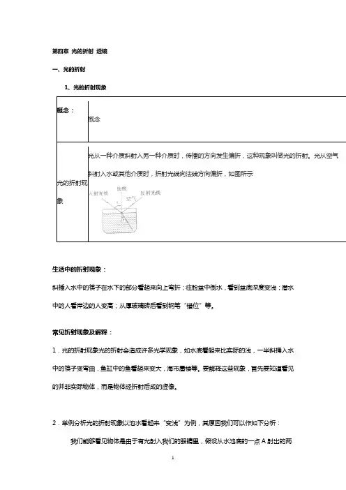 第四章 光的折射 透镜