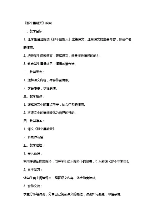 《那个星期天》教案