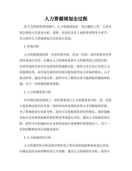 人力资源规划全过程
