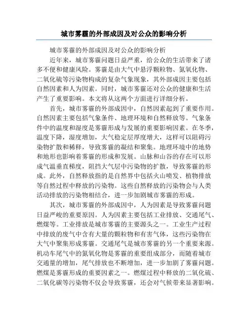 城市雾霾的外部成因及对公众的影响分析