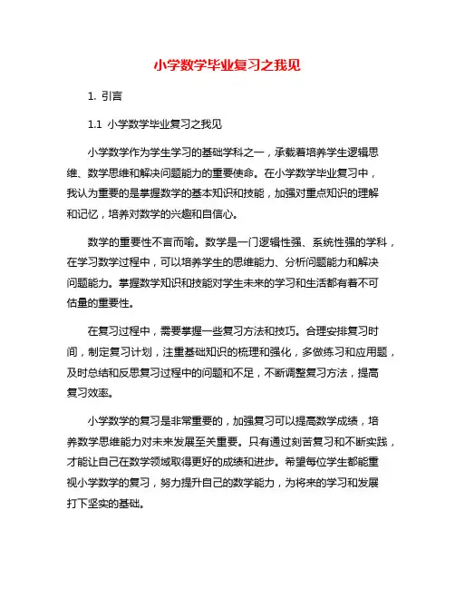 小学数学毕业复习之我见