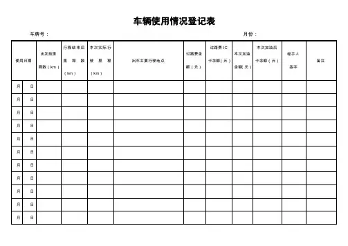 车辆使用情况登记表