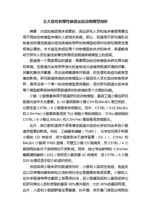五大急性和慢性肠道炎症动物模型剖析